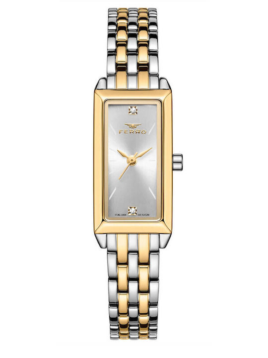 Ferro Womens Battery Watch With Silver Metal Bracelet
