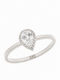 Single Stone Rosette Ring in 14K White Gold with Zircon