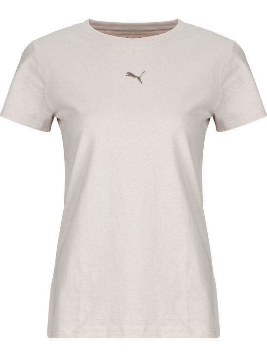 PUMA Logo Γυναικείο T-shirt Light Beige