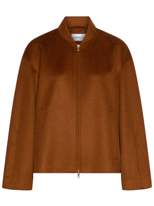 Short Women's Bomber Jacket Brown