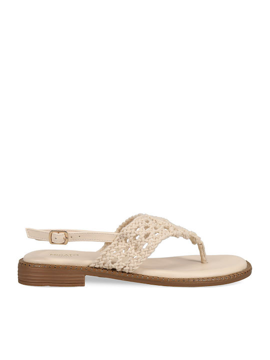 Migato Damen Flache Sandalen Beige