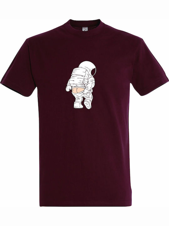 T-shirt Унисекс Asstronaut Showing Ass Funny Space Бордо