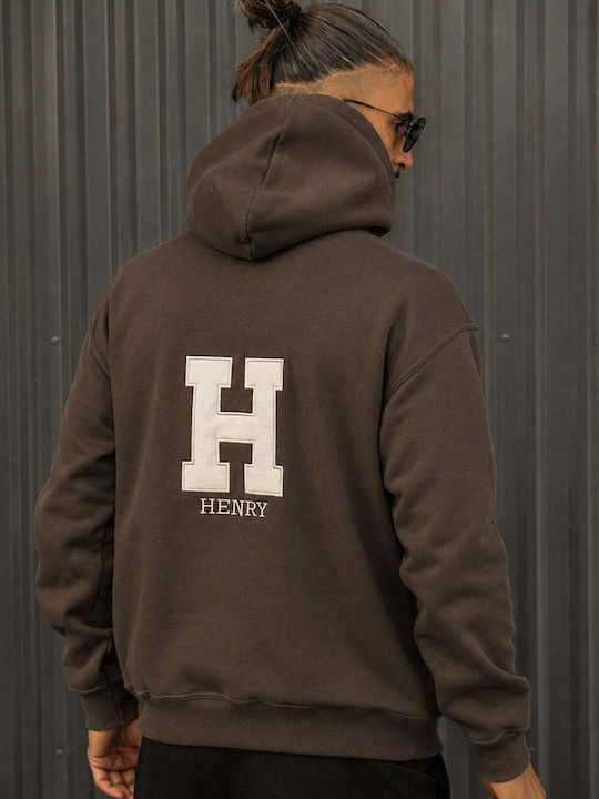Henry Clothing Суитшърт с качулка Кафяв