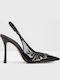 Leather Pointed Heels with High Heel Black
