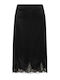 Satin Midi Skirt Black