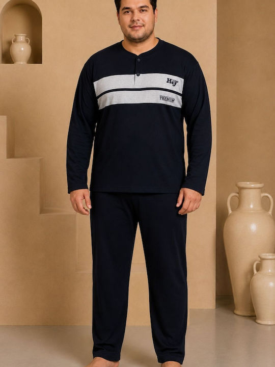 Rimoli Plus Size Winter Men's Pyjamas Blue Black