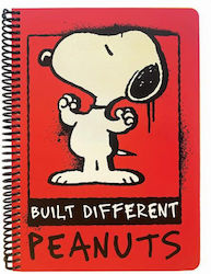Peanuts Snoopy and Woodstock Σπιράλ Τετράδιο Ριγέ Β5 105 Φύλλων Built Different