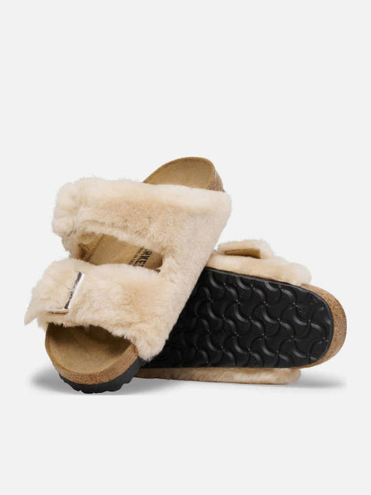 Shearling Papuci Anatomici de Damă Bej Regular Fit