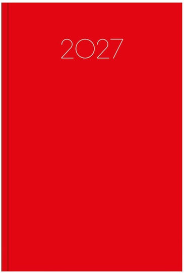 Innostat Simple Ημερήσια Ατζέντα 2027 Κόκκινη Δερμάτινη 14x21εκ.