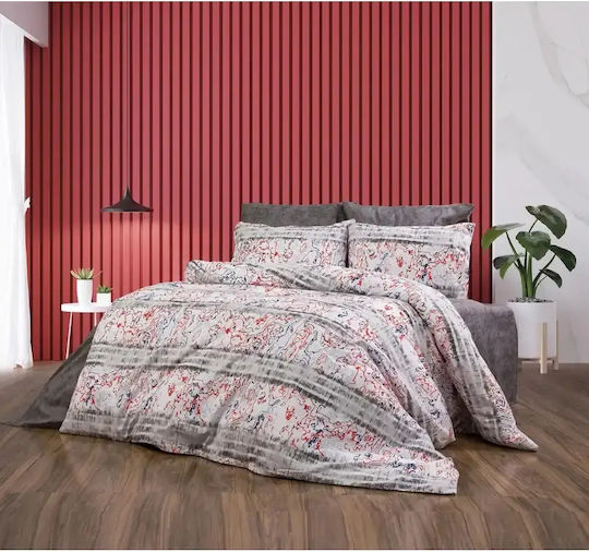 Set Huse Pentru Pilote Bumbac Satinat 200x220cm Dublu Cu 2 Fețe De Pernă & 1 Cearșaf Maro