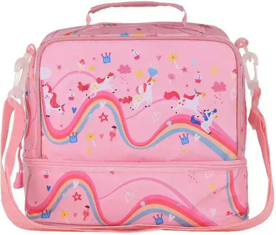 Estia Rainbow Dreams School Insulated Handheld Lunch Bag 6lt Pink 20cm