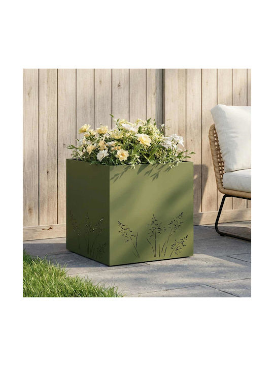 vidaXL Metallic Flower Pot Olive Green 50x50x49cm