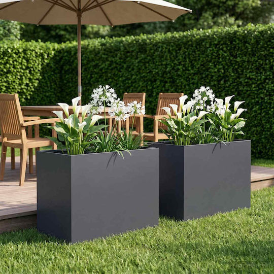 vidaXL Set 2 Metallische Pflanzgefäße Anthrazit 50x50cm