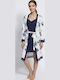 Cootaiya Summer Women's Robe with Nightgown Navy Blue