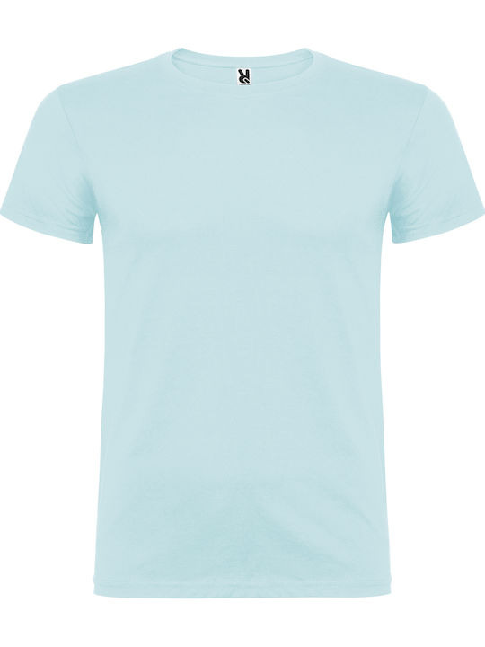 Roly Männer Werbebekleidung Kurzärmeliges T-Shirt in Hellblauer Farbe