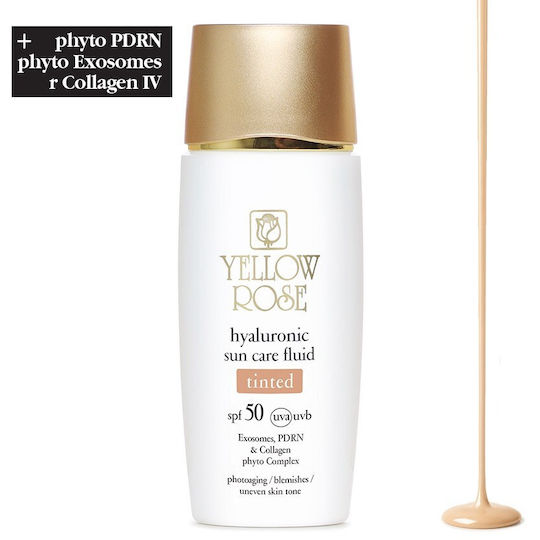 Yellow Rose Hyaluronic Sun Care Fluid Tinted Αντηλιακή Λοσιόν Προσώπου SPF50 με Χρώμα Light 40ml