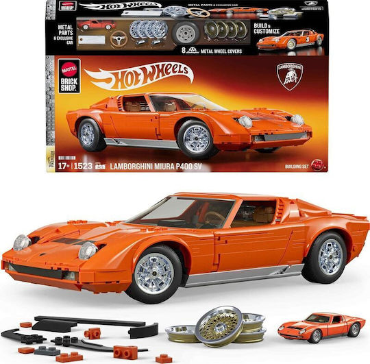 Mattel Building Blocks Brick Shop Hot Wheels ’71 Lamborghini Miura P400 Sv 1523 Pieces