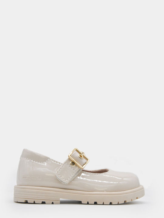 Kids Ballerinas with Hook & Loop Closure Ecru