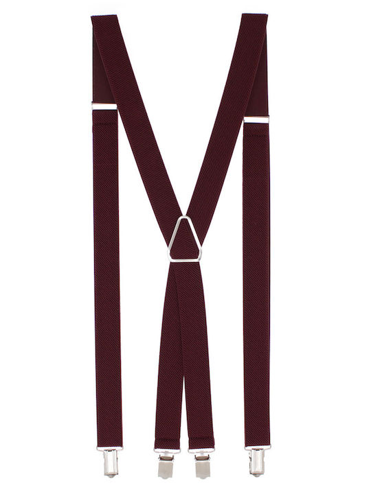 Unisex Adult Suspenders Buticcochet Made Elastic Synthetic Material 25 Mm Burgundy Br515