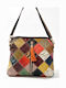 Leder Damen Schultertasche Croco Mehrfarbige
