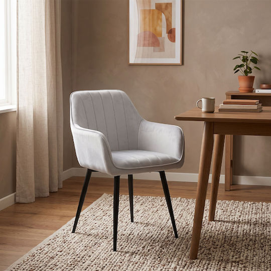 Πολυθρόνες Τραπεζαρίας Piero 57x60x85.5εκ. 2τμχ Ανοιχτό Γκρι