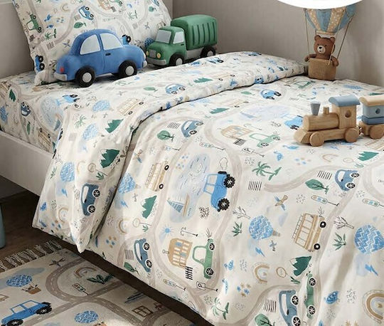 MayHome Set Kinderbettlaken Semi-Doppel Baumwolle Hellblau 180x240cm