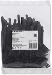 Cleme de cablu reutilizabile cu autoblocare Qoltec 7.2 × 100 Mm rezistente la UV din nylon negru