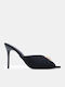 Satin Mules With High Heel In Black Colour