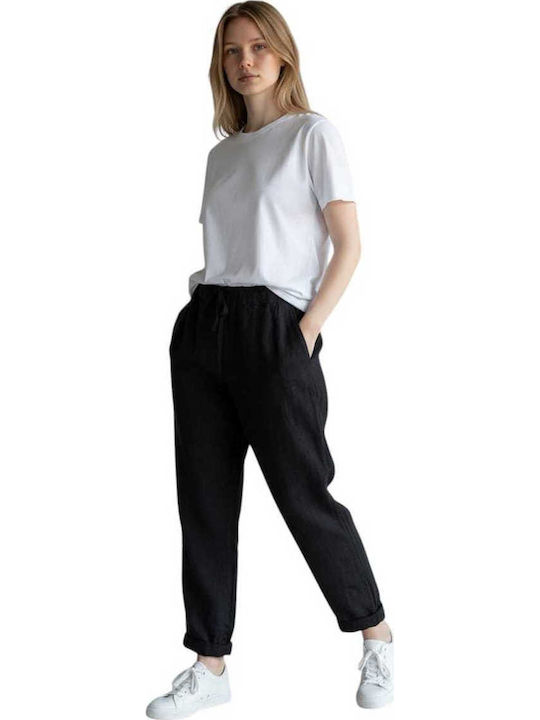 Liva Fashion Damen Leinenhose mit Gummiband in ...