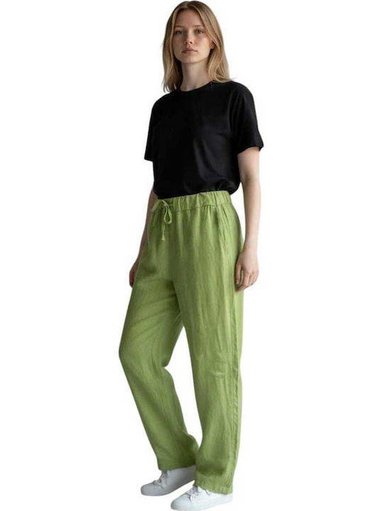 Liva Fashion Damen Leinenhose mit Gummiband in ...