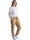 Damen Leinenhose mit Gummiband in Gerade Bein Stil Braun
