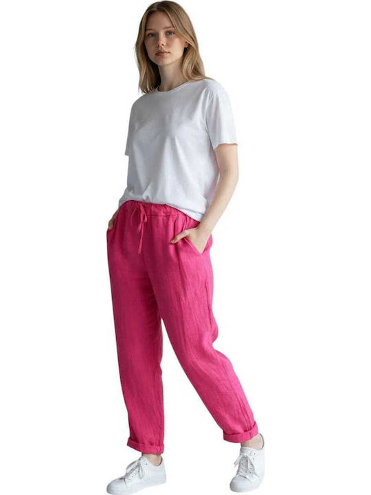 Liva Fashion Damen Leinenhose mit Gummiband in ...