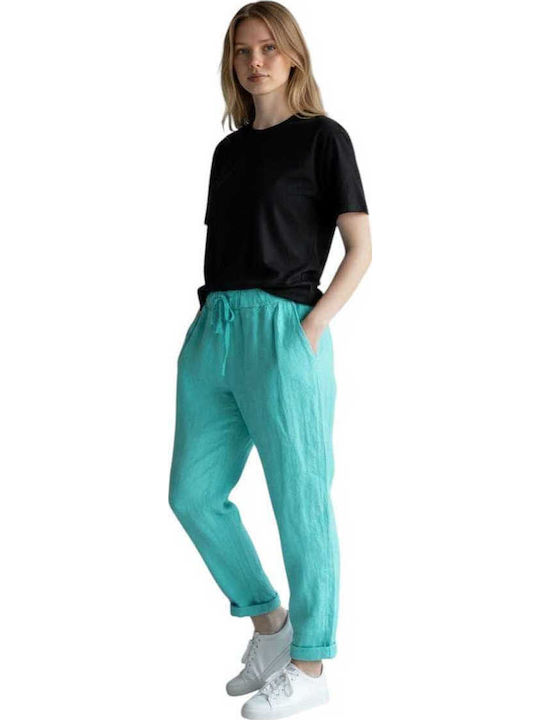 Liva Fashion Damen Leinenhose mit Gummiband in ...