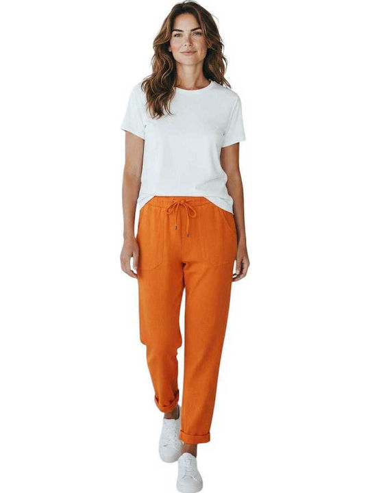 Liva Fashion Damen Leinenhose mit Gummiband in ...