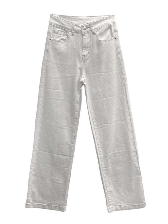 Blugi damă Jean pantaloni în linie dreaptă albi
