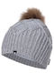 Pom Pom Beanie Damen Strickmütze in Grau