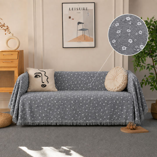 My Home Luxury Margarita Armchair Throw Jacquard 180x180cm Grey