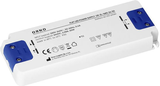 Επίπεδος Τροφοδοτικός Led 24 V 50 W Ip20