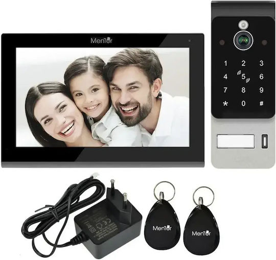 Smart Video Interfon 1 Familie Mentor Svk474b 4-fire WiFi Card Pin Tuya 7 Inch Ips Dvr Fhd 2mp Ik08 Negru
