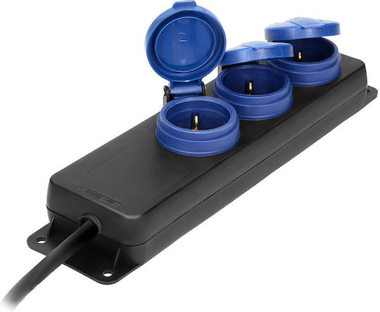 Кабел за Удължаване на Работно Място Ip44 3x2p+z Schuko Каучук H05rr-f 3x1,5 Mm² 3 M
