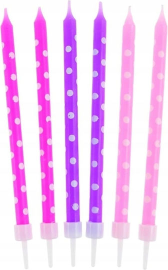 Birthday Candles 24/24 Pink Dots 1 Pack