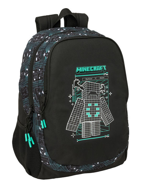 Safta Minecraft Screen Adaptable Σχολική Τσάντα Πλάτης Μαύρη