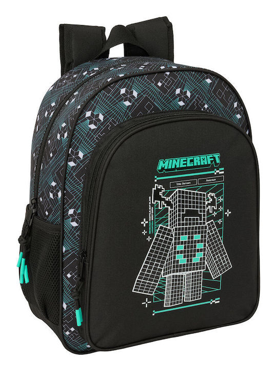 Safta Minecraft Screen Adaptable Σχολική Τσάντα Πλάτης Μαύρη