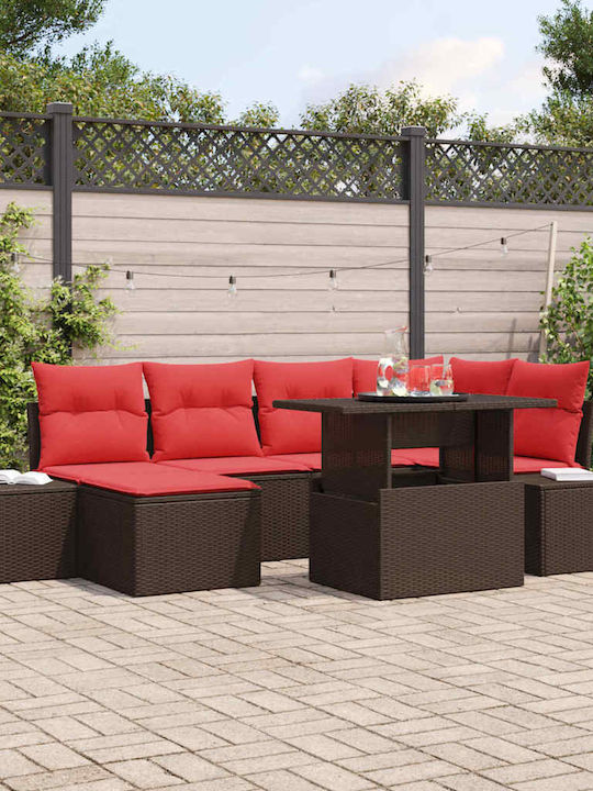 Garten- und Outdoor-Möbelsets 7 Stück Braun und...