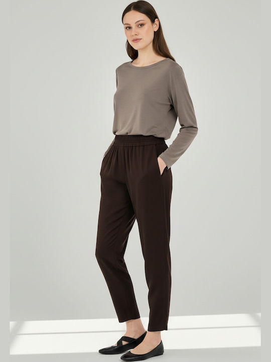 Damen Satin Hose Braun