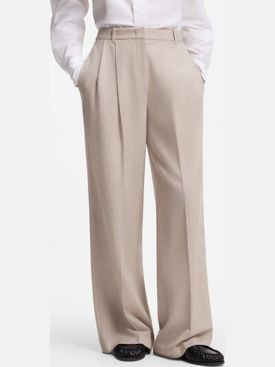 Boss Women's Fabric Flared Trousers Beige Light