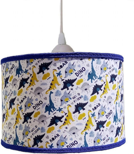 Blue Dinos Einfaches Licht Kinderzimmer-Deckenleuchte Hängend aus Stoff mit E27 Fassung Blau 35x35cm