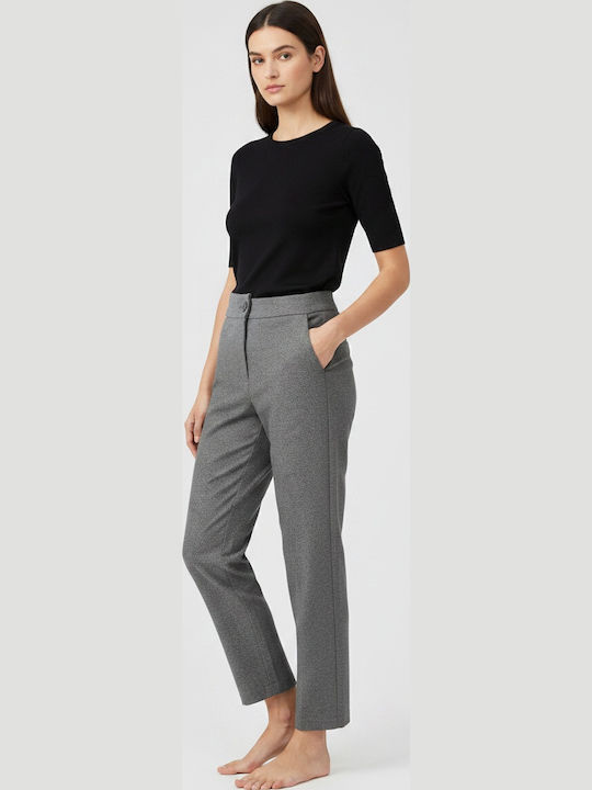 Women's Fabric Trousers in Regular Fit Anthracite