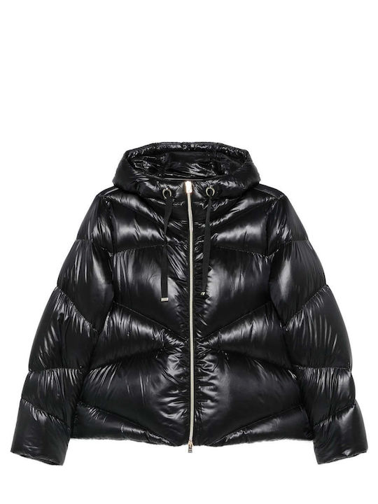 Woven Дамско Puffer Яке за Зима Черно