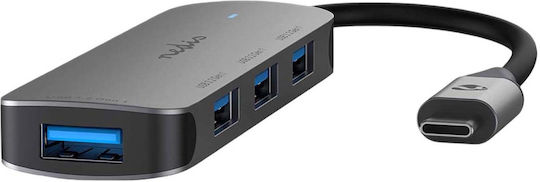 Nedis USB хъб 4 Порта USB 3.2 с USB-C Сив